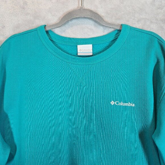 Columbia Mens XL Turquoise Crew Neck Sweatshirt Cotton Blend Casual Gym School - Picture 9 of 11